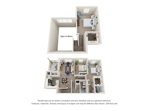 Floor plan for 2 beds, 2 baths, 1510 sqft